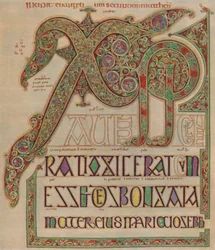 Lindisfarne-evangelierna, Kristussidan. British Museum, c700 AD, 1935