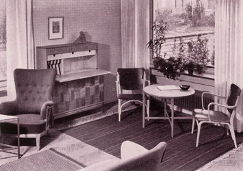 Vardagsmöbler av Carl-Axel Acking, tillverkade av A.B. Svenska Mobelfabrikerna, 1949.