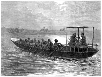 Livingstone och Stanley på väg från Ujiji till Rusizi-floden, 1871