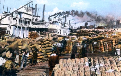 Lastar bomull på ett skepp, Memphis, Tennessee, USA, c1900-talet