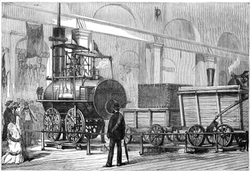 Locomotion, det första ångloket, vid Railway Jubilee, Darlington, Durham, 1800-talet