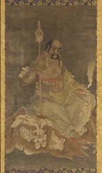 Lohan, sittande på ett lejon, Mingdynastin, 1368-1644.