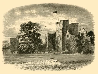Ludlow Castle från ingångsporten, 1898.
