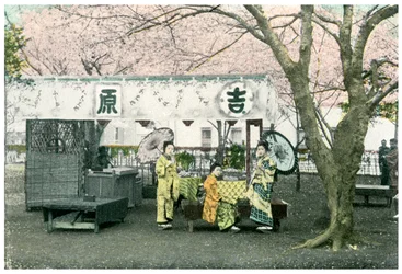 Lunchställ i en offentlig park, Japan, 1904