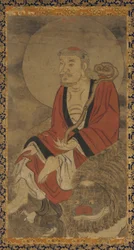 Luohan och lejon, Mingdynastin, 1368-1644.