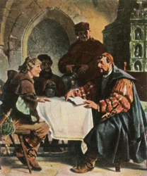 Luther som Junker Jörg i Jena Värdshus med schweiziska studenter, 1522, 1936.