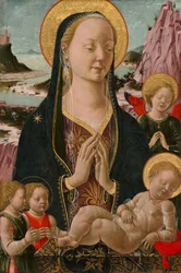 Madonna och barn med änglar, ca. 14551470.