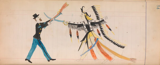 Maffet Ledger: Indisk hövding och soldat, ca. 1874-81.
