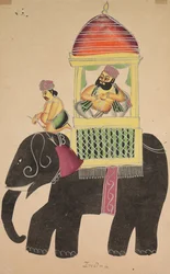 Mahant of Tarakeshwar rider på en elefant, 1800-talet.