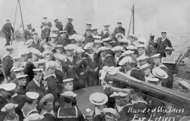 Postanrop ombord på ett fartyg, tidigt 1900-tal