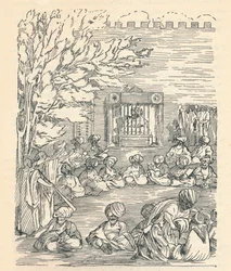 Major Denhan och hans parti mottogs av shejken av Bornu, 1826, 1912