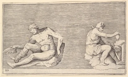 Man with Wing, Man with Vase and Dog, publicerad ca. 1599-1622.