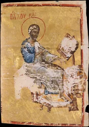 Manuskriptbelysning med evangelisten Luke, sent 1200-tidigt 1300-tal.