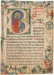 Manuskriptblad från ett missal, österrikiskt, sent 1400-tal.