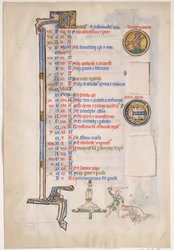 Manuskriptblad med junikalender, från en kunglig psalter, 1200-talet.