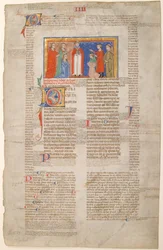 Manuskriptblad med äktenskapsscen, från Decretals of Gregory IX, ca. 1300.