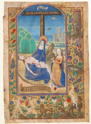 Manuskriptblad med pietan, från en timbok, sista kvarten av 1400-talet.