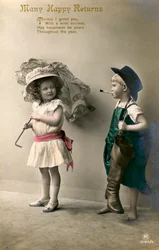 Många lyckliga returer, födelsedagskort, c1900-1929