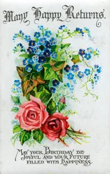 Många lyckliga returer, födelsedagskort, c1921