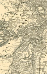 Karta som visar general Robertss väg till Kabul...och de brittiska och ryska gränserna, 1901.