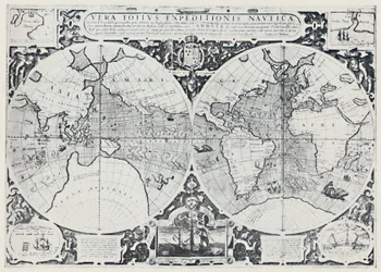 Karta som visar Drakes Voyage of Circumnavigation 1577-1580, 1923.