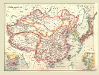 Karta över Kina och Japan, 1902