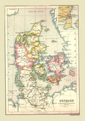 Karta över Danmark, 1902.