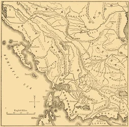 Karta över Epirus och västra Grekland, 1890.
