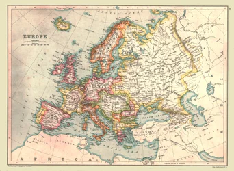 Karta över Europa, 1902.