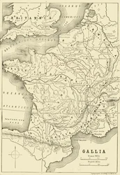 Karta över Gallien och en del av Storbritannien, 1890.