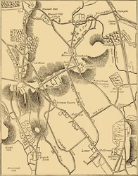 Karta över Hornsey and Neighborhood 1819, c1876.