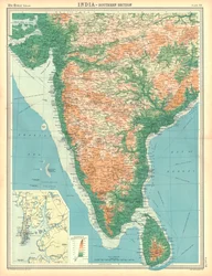 Karta över Indien - södra delen