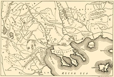 Karta över Makedonien och de närliggande distrikten, 1890.