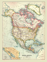 Karta över Nordamerika, 1902.