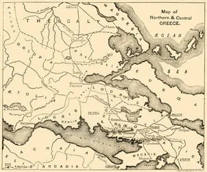 Karta över norra och centrala Grekland, 1890.