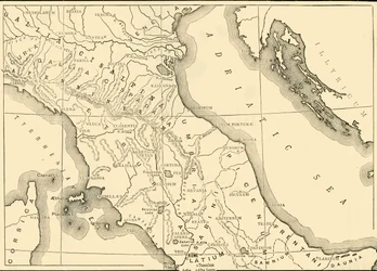 Karta över norra och mellersta Italien, 1890.