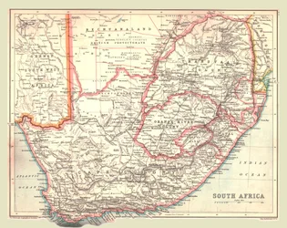 Karta över Sydafrika, 1902.