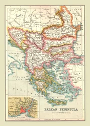 Karta över Balkanhalvön, 1902.