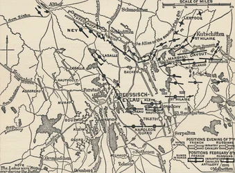 Karta över slaget vid Eylau, 1807, 1896