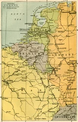 Karta över den belgiska gränsen med fort, 1919.