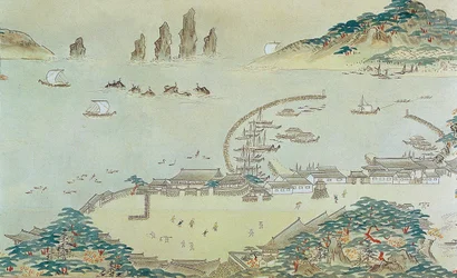Karta över Choryang Waegwan och dess omgivningar i Busan under Joseon..., 1800-talet.