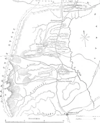 Karta över landet mellan Newcastle och Transvaal, c1880