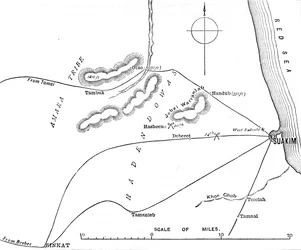 Karta över Suakims omgivningar, c1885
