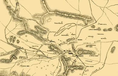 Karta över striderna i Chardeh-dalen, 1901.
