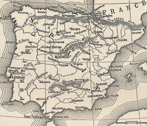 Karta över den spanska kampanjen, c1807-1814, 1896