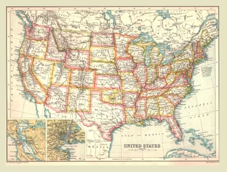 Karta över USA, 1902.
