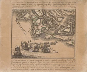 Karta över ryska truppers erövring av sjöfästningen Anapa vid Svarta havet i juni 1791, 1791.