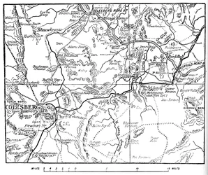 Karta för att illustrera operationerna runt Colesberg, 1902