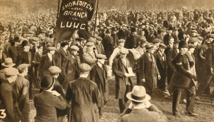 Marchers from Shoreditch, Means Test protests, Hyde Park, London, 1932, 1933