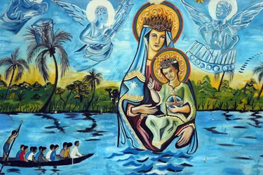 Marian helgedom Vår Fru av sjön Togo. Our Lady of the Lake Togo. Väggmålning. Togo